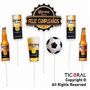 CAKE TOPPER PARA TORTA FELIZ CUMPLEA�OS CERVEZA X 7 UNIDADES